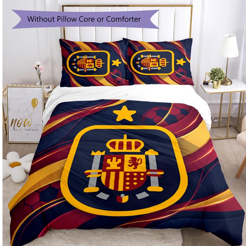 Set Lenzuola Stampate Caldo e Traspirante 3 Pezzi Spagna Calcio, Come Regalo per Inaugurazione Casa o Festa
