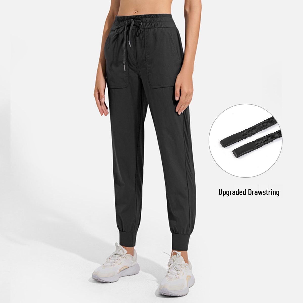

Women s High-Waist Peach Butt Cuffed Sweatpants: Drawstring, Loose Fit, Yoga/Casual, Perfect for Autumn/Winter and European/American Styles Large чорний