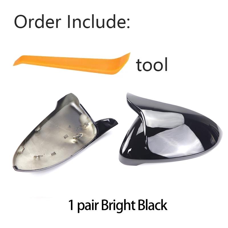 Carbon Fiber Look Black Horn Shape Side Wing Mirror Cover for Volkswagen VW Golf 7 MK7 MK7.5 GTI R GTE GTD 13-20 Replacement