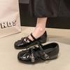 Silver Single Shoes Women's Retro Mary Jane Shoes New Casual Bow Flat Ballet Shoes Women