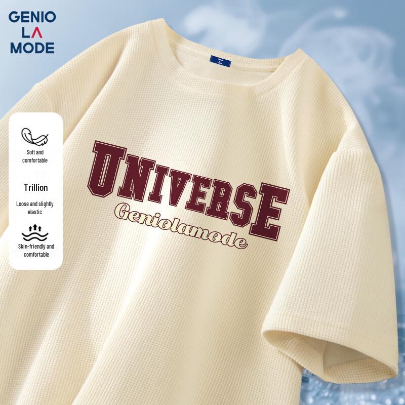 GENIOLAMODE Men s Waffle Knit Print Short Sleeve T-Shirt 2XL