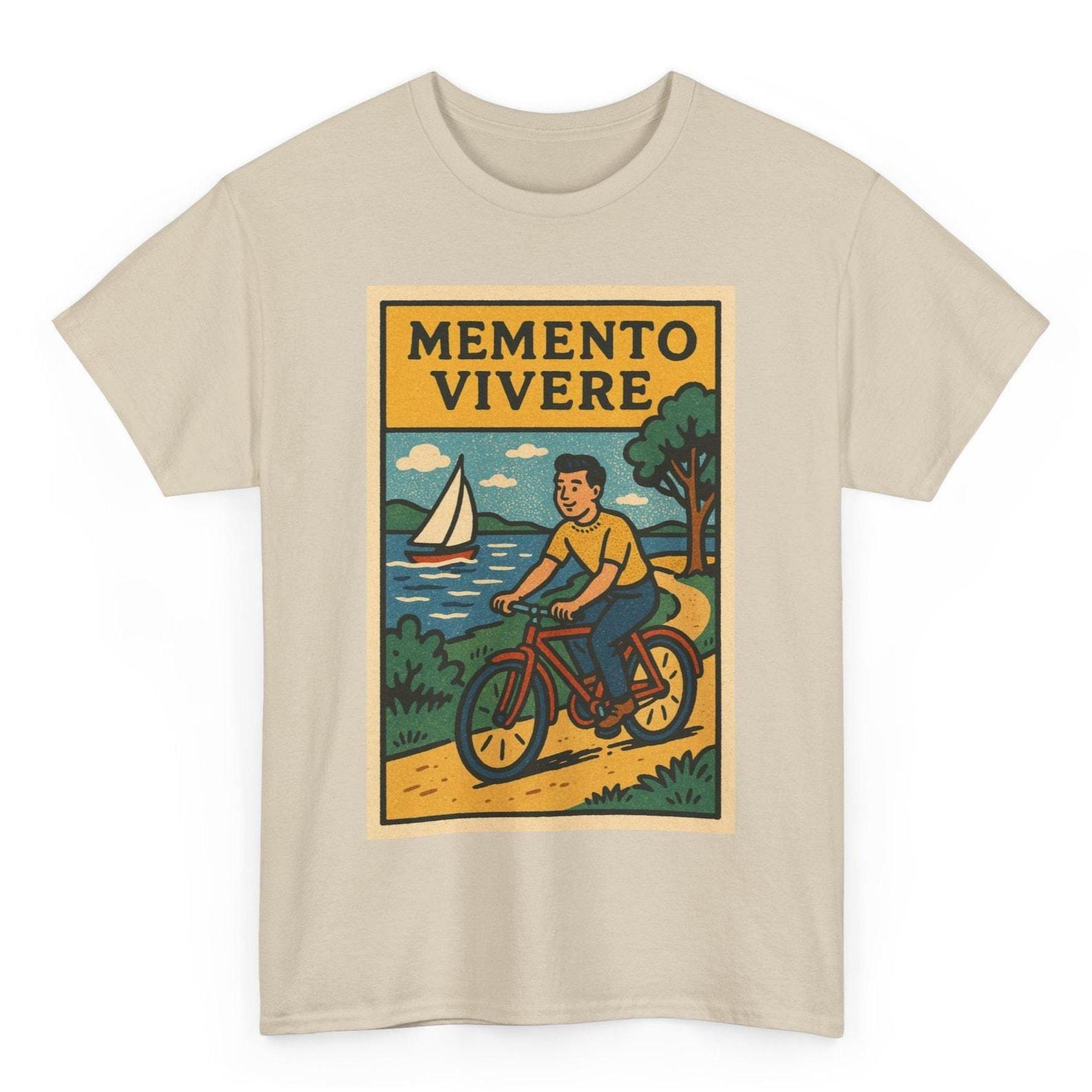 Memento Vivere T-Shirt: Retro Comic Latin Motto, Gift for Thinkers 4XL