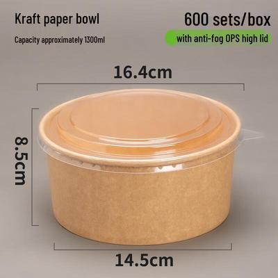1300ml Disposable Kraft Paper Salad Bowl (600 Count)