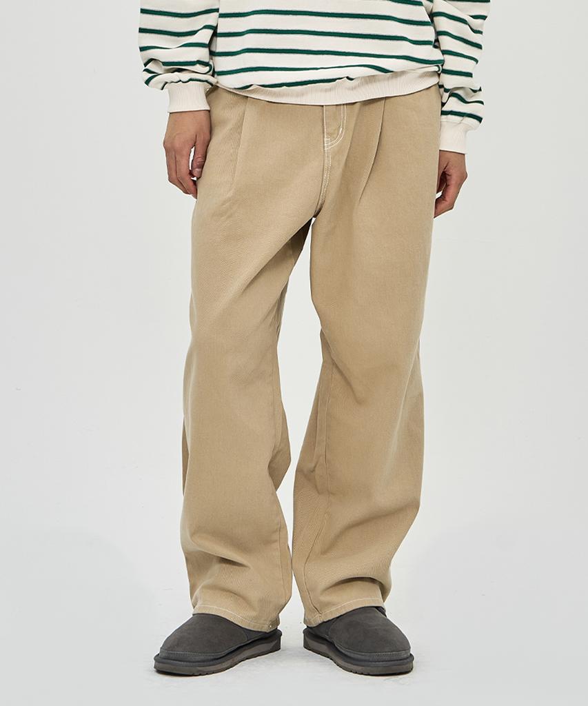 THE-ABON Goat Pintuck Pants White