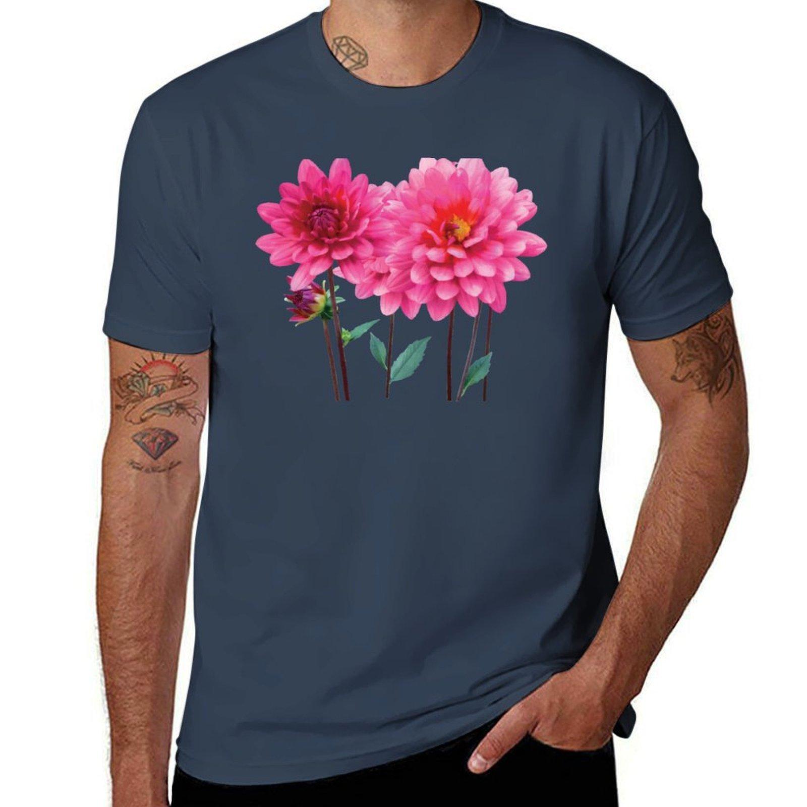 Row of Pink Dahlias TShirt Breathable Gym Short Sleeve TShirt S