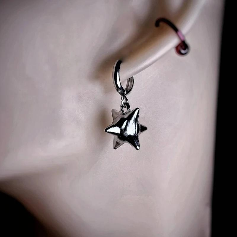 Silver Spike Ball Earrings,Punk Dangle Earrings Spikey Charm Earring, Morning Star Earring,Unique Gothic Alternative Jewellery