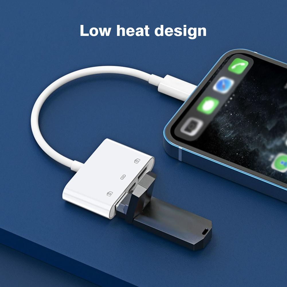 3in1 Lightning to USB/Lightning Card Reader for iPhone 14 13 12 11 Pro iPad Charging Converter For iOS OTG Adapter 3