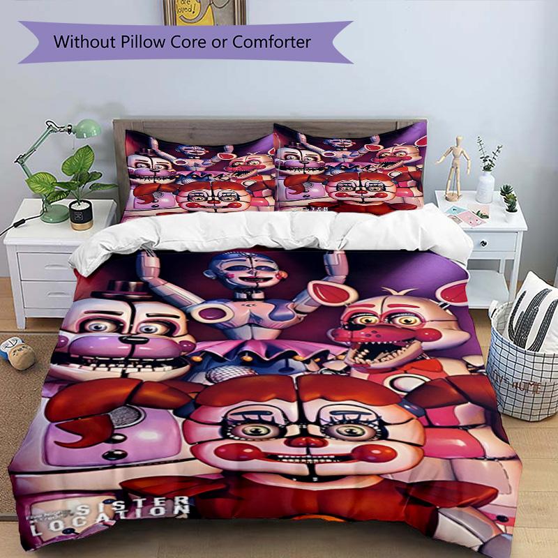 3-teiliges Bettbezug-Set (1 * Bettbezug + 2 * Kissenbezug, ohne Kern), Five Nights at Freddy's Bettwäsche-Set mit Aufdruck, Schlafzimmerdekoration, Ganzjahres-Bettwäsche, Geburtstagsgeschenk