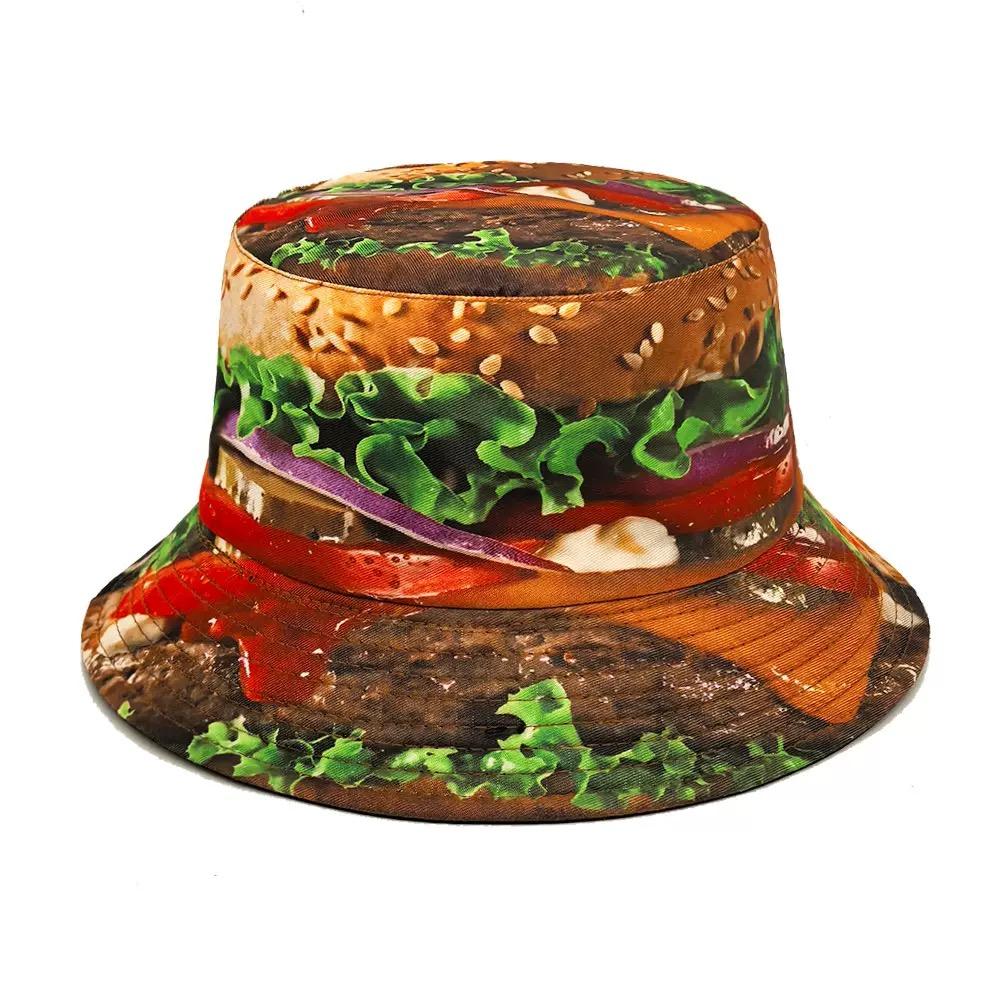 Klassischer Food-Print Panama für Damen Herren Sommer Reise Strand Outdoor Sonnenschutz Fischerhut Damen Lässig Dekorieren Fischerhut