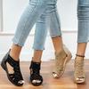 Women's European & American Summer Rhinestone Wedge Sandals – Soft Sole Open-Toe High Heel