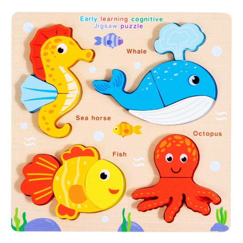 Pattern Cognitive 4 in 1 Puzzle Board Montessori Animal Traffic Jigsaw Toys Boys Girls