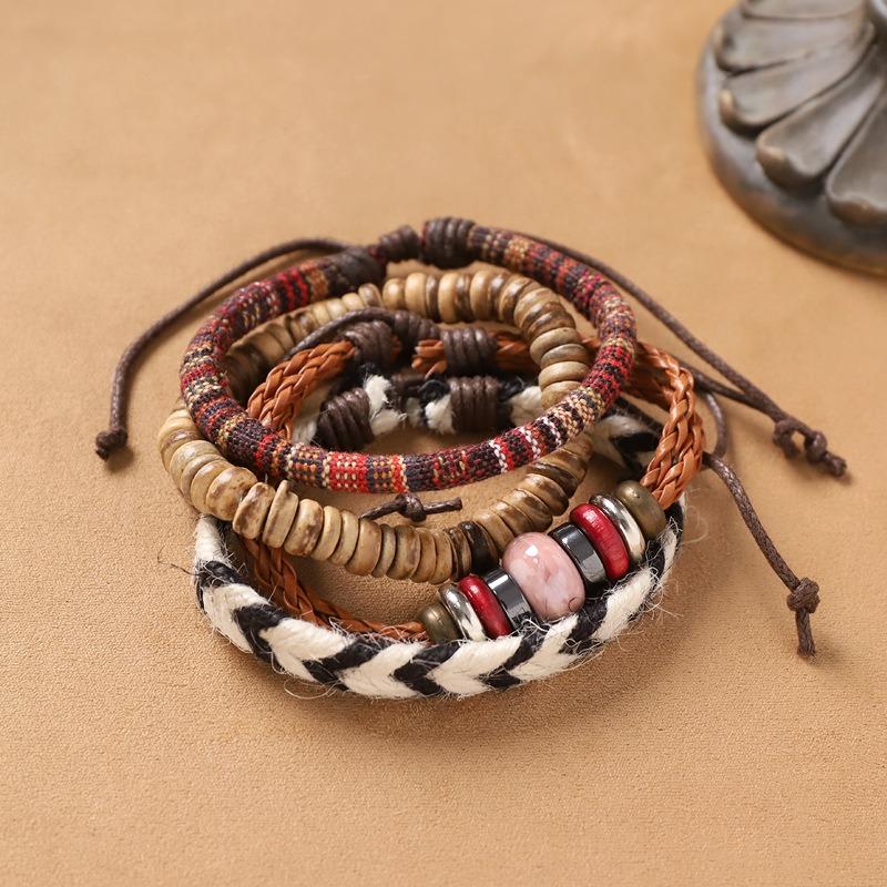 Handmade Bohemian Exotic Bracelet Retro Men's and Women's Woven Multi-layer Stacked Bracelet Niche Hand Rope