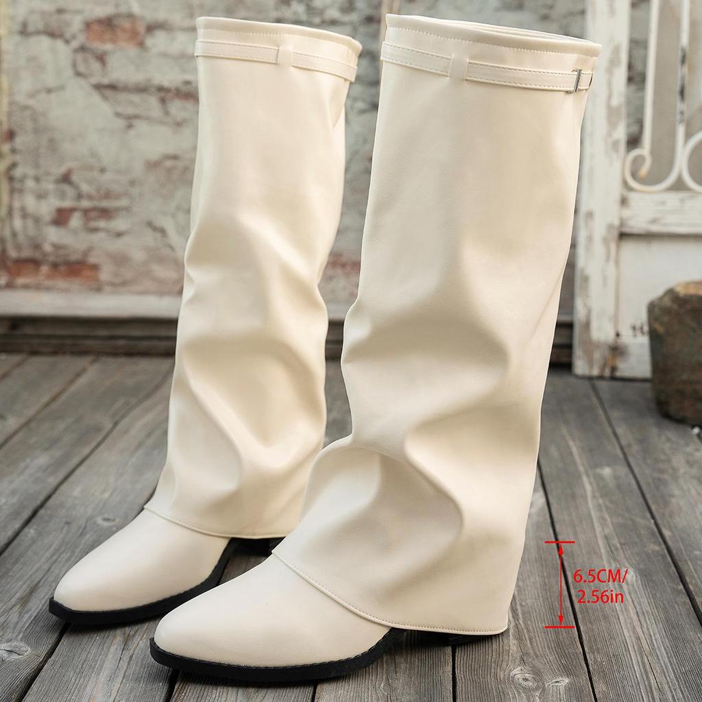 2025 Herbst Britischer Stil Hochhackige Klobige Stiefel - Übergröße Damen Lange Modestiefel