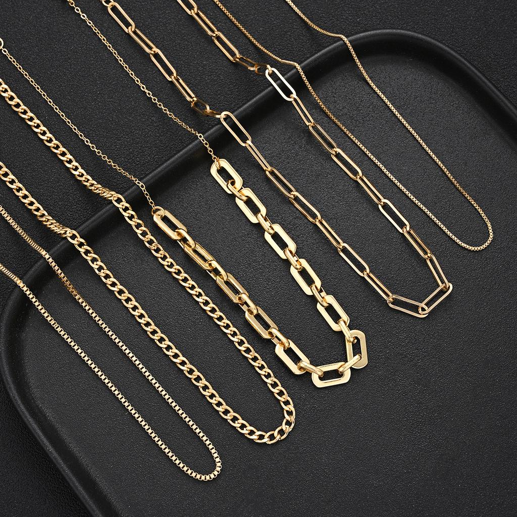 5pcs/Set Simple Braided Bead Chain Necklaces For Women Gold Color Layered Pendant Necklace Set Daily Party Wear Jewelry Gift New