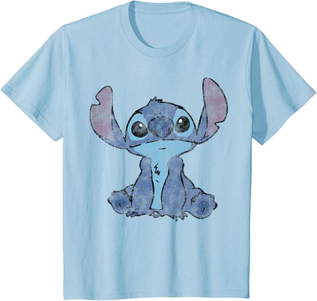 Hot Fashion Casual Disney Lilo & Stitch Distressed Stitch Portrait T-Shirt S-4XL Summer