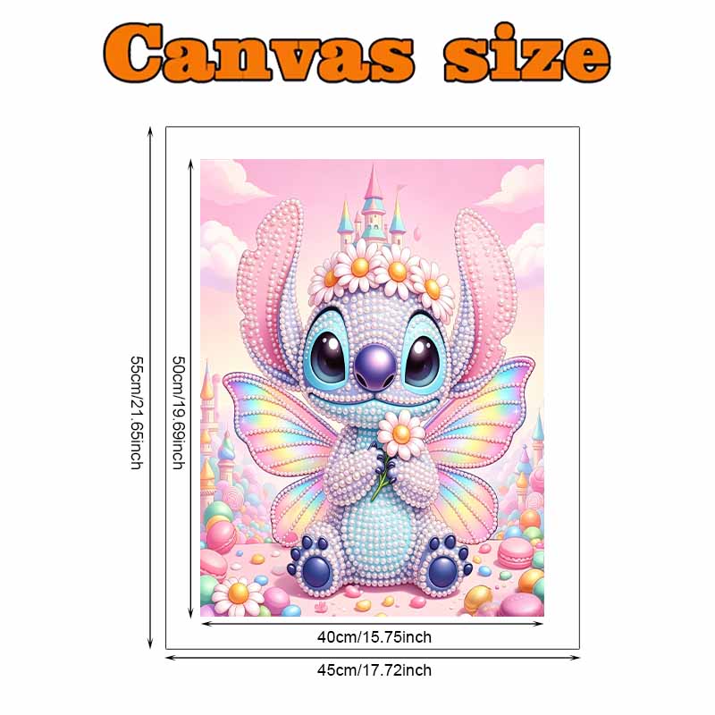 Disney Pearl Painting 5D Fairy Stitch Flower Pearl Gemstone Art Diamond Painting Kit for Adults Beginners Gift Ideas Home Decor Wall Art Craft