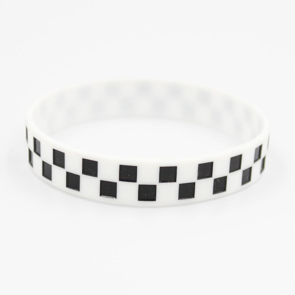 Schwarz-Weiß Kariertes Rennsport-Armband - Vans-Stil Knoten Fahnenhalter Design