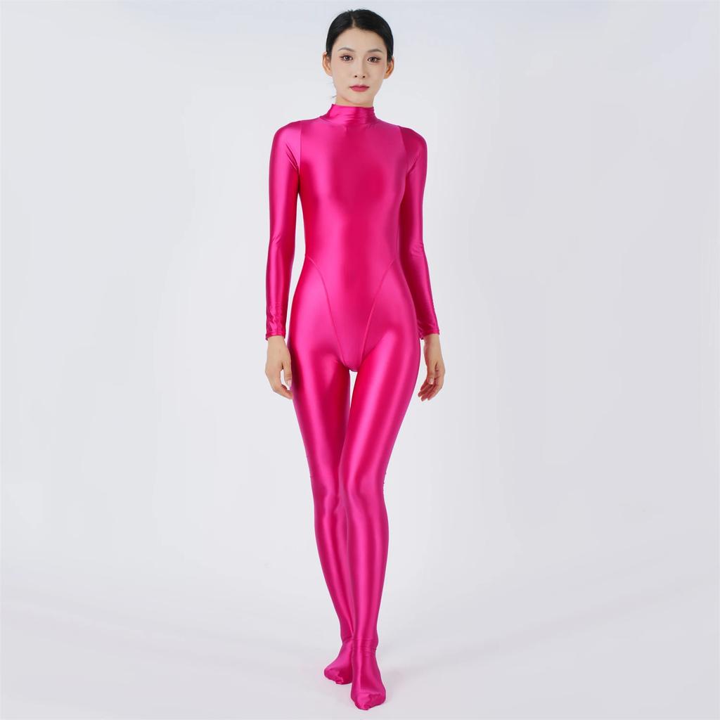 Sexy Women'S Jumpsuit High Elastic Satin Shiny Shaperwear Bodysuit Woman Clothing Nightclub Dance Wear Elegant Party Tights