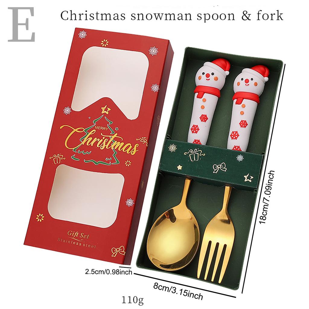 2Pcs Fork Coffee Spoon Dinnerware Set with Gift Box Children Gold Cutlery Set Stainless Steel Flatware Western Kitchen Tableware