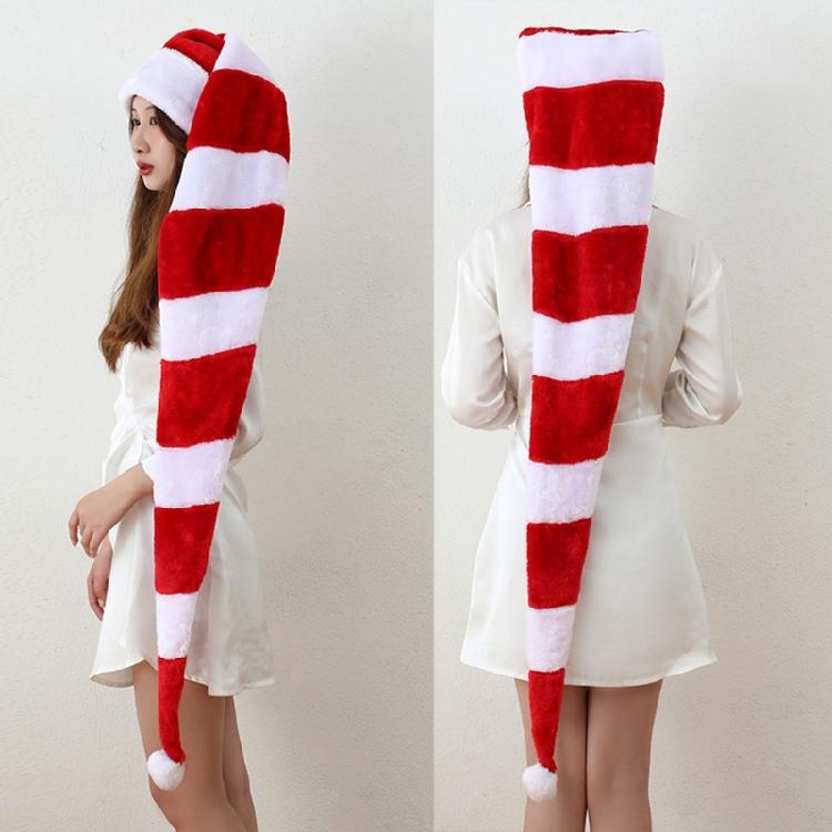 Funny 130cm Long Christmas Hat Striped Santa Hat Adult Plush for Celebrations