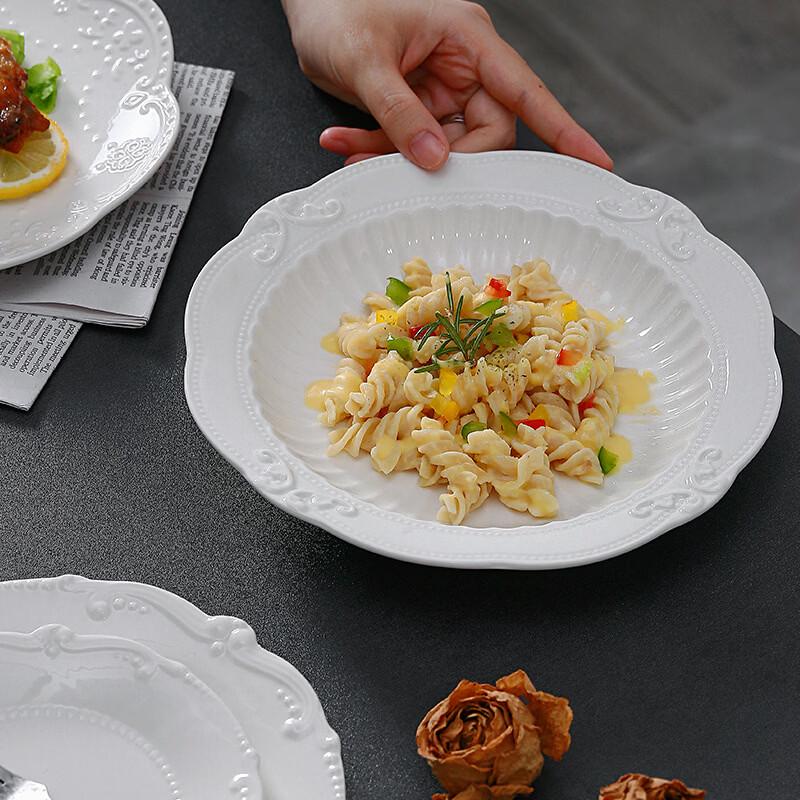 European Style Embossed Butterfly Ceramic Dinner Plate