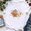 Kawaii Alpaca With Flowers And Coffee Print T Shirt Girls Summer Short Sleeve Tshirt Femme Fashion Tops Tee Shirt Female