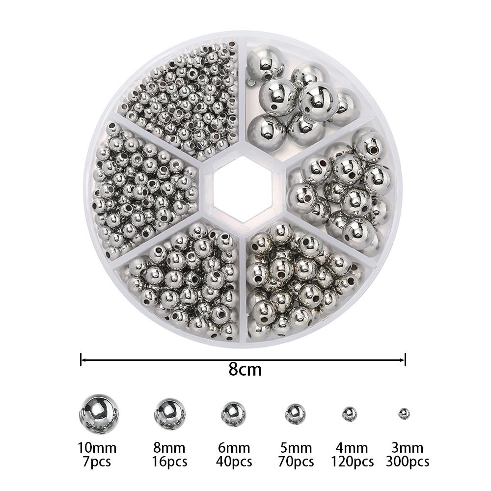 553pcs 3-10mm CCB Gold Silver Color Spacer Beads Set Box Round Loose Beads Charms Kit For Jewelry Making DIY Bracelet Necklace
