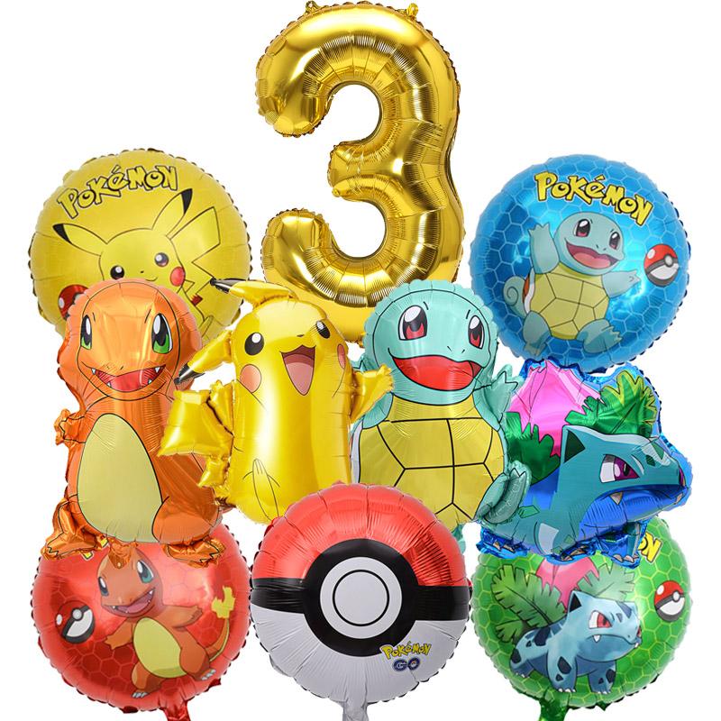 Balloon Monster Set Birthday Party Decoration Aluminum Film Balloon Vibrant Multi-Colored Balloon Pikachu Children'S Party Supplies