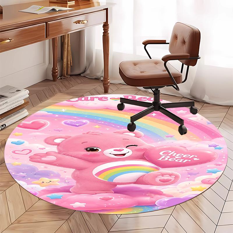 Bear Printed Round Rug Carpet Chair Rug Area Rug Entryway Doormats,for Office Chair Living Room Bedroom Kitchen Room.