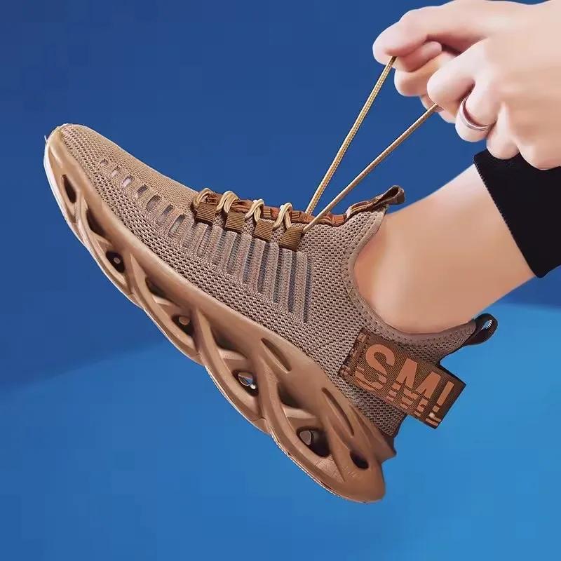 Modische Herren-Laufschuhe Atmungsaktives Mesh Weiche Flexible Sohle Gestreifte Walking-Schuhe Outdoor-Fitness-Trainingsschuhe