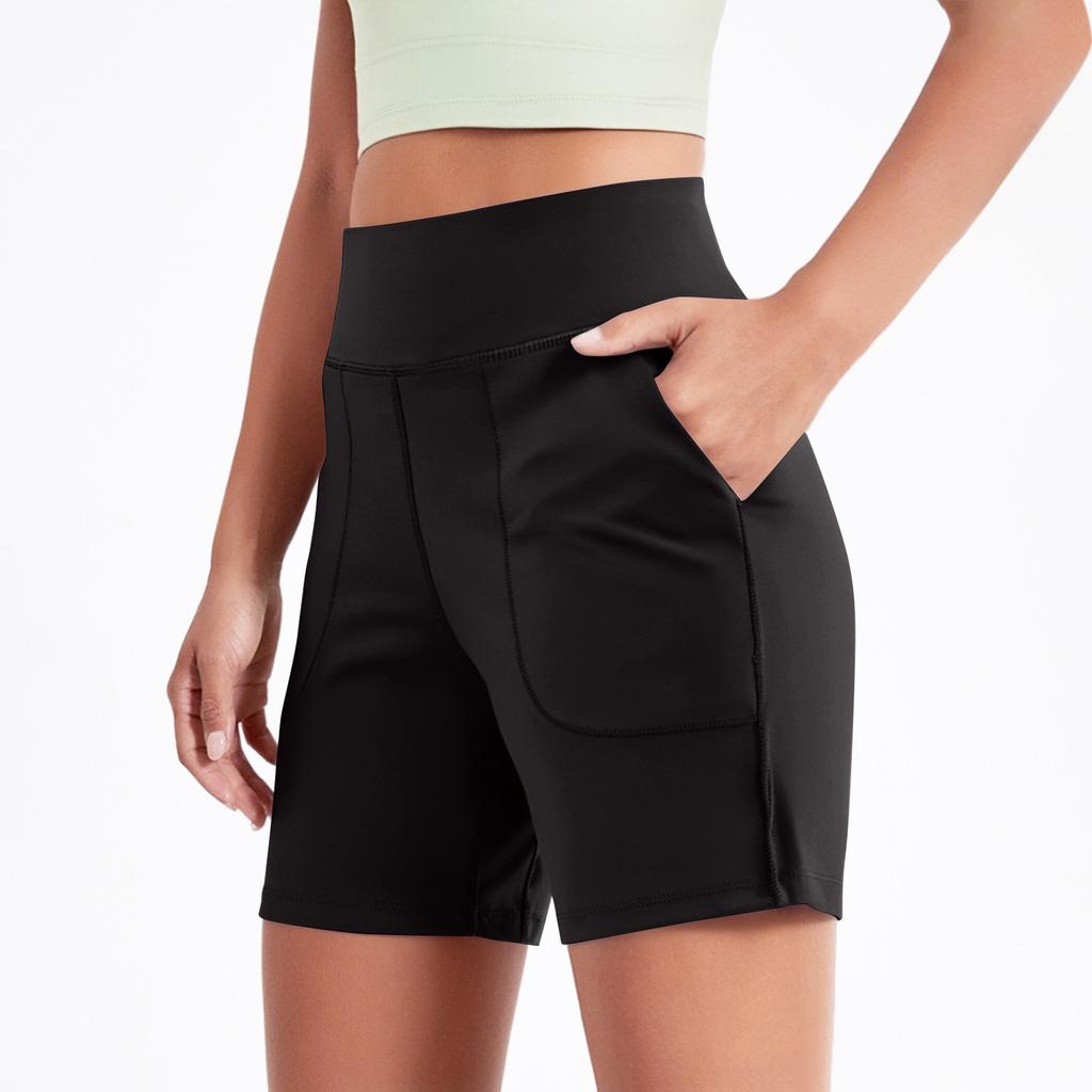 Pantaloni scurti de alergare pentru damă, pentru antrenament, stratul sport, pantaloni scurți activi cu buzunare