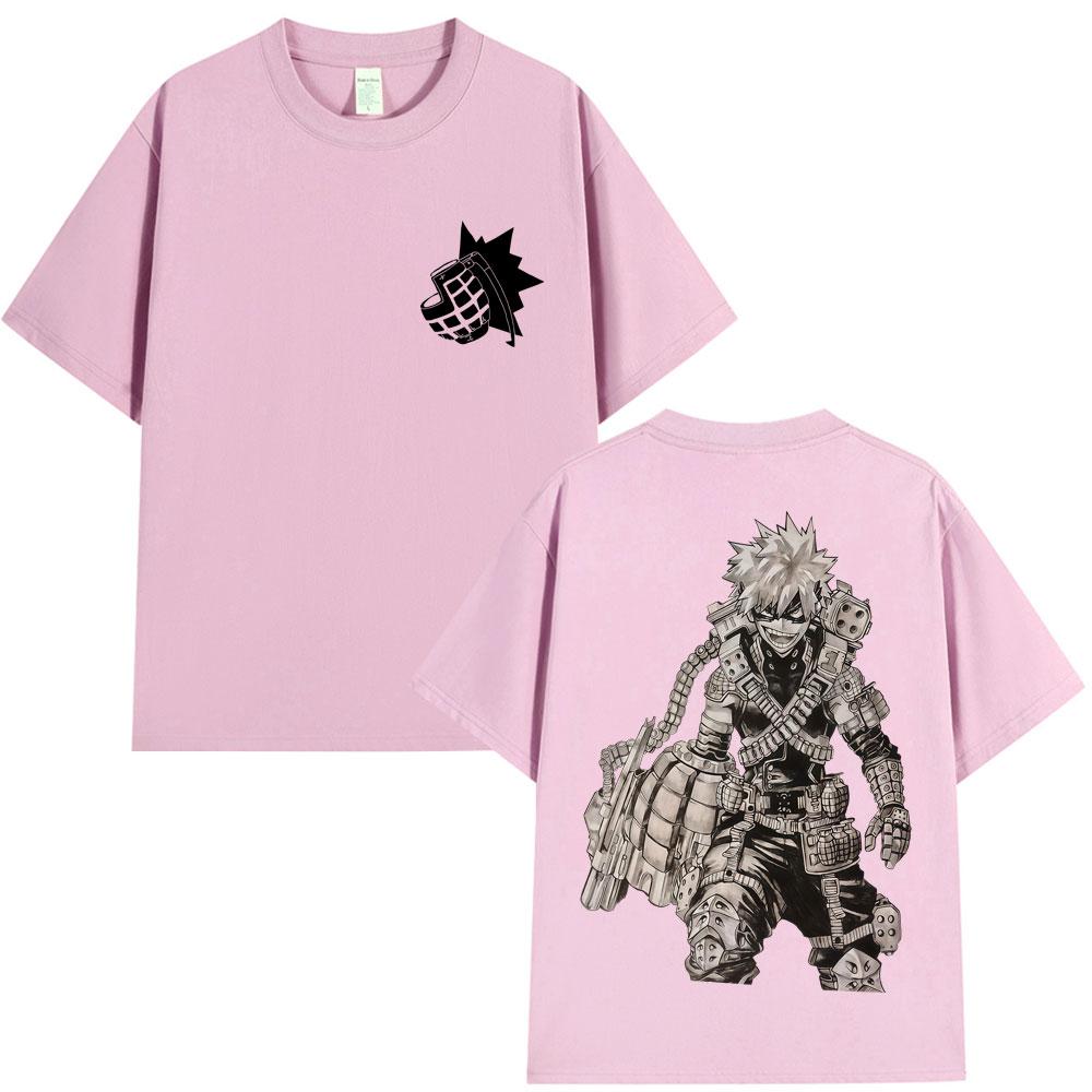 Anime My Hero Academia Katsuki Bakugo T Shirts Men's Harajuku Manga Summer T Shirt Oversized Cotton O-Neck T-shirt