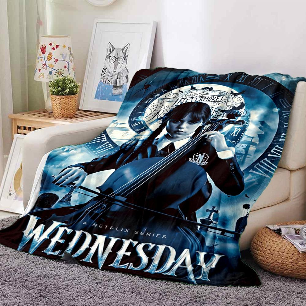 Wednesday Addams' Cello Flannel Blanket Super Soft Warm Cozy Blanket For Sofa Bed Office Travel Allseason Home Decor Gift