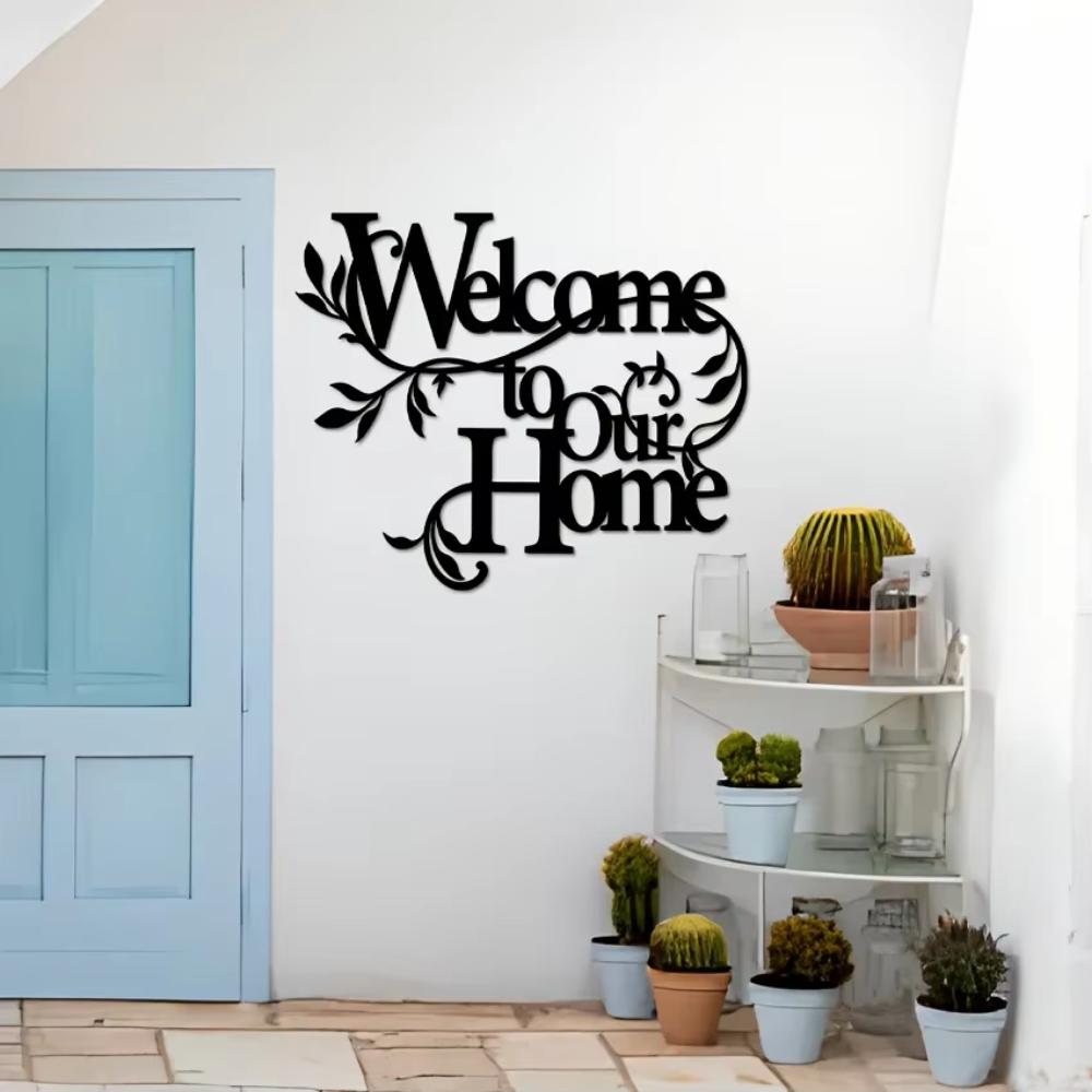 1pc Metal Welcome To Our Home Wall Sign - Wall Decoration Pendant. Welcome Sign. Home Decor. Porch & Living Room Artwork.