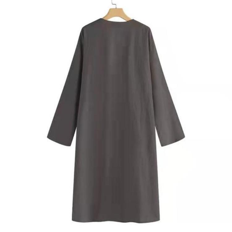 Trench en Coton Protection Solaire Femme Décontracté Manches Longues Robe Veste Cardigan d'Été Col en V