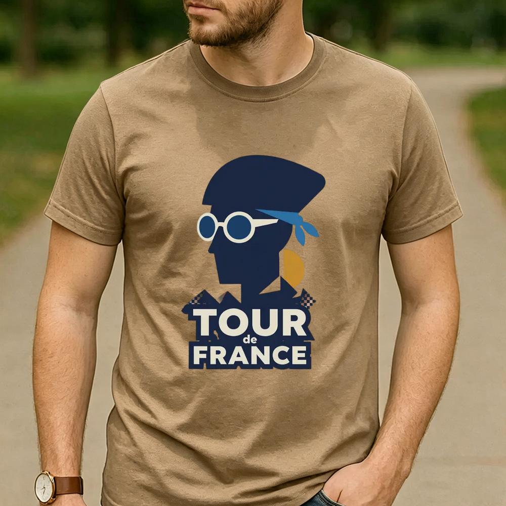 Pro Cycling Fan Cotton T Shirt Short Sleeve Tour De France Retro Beret Sunglasses Rider Graphic Unisex Road Race Sports Tee
