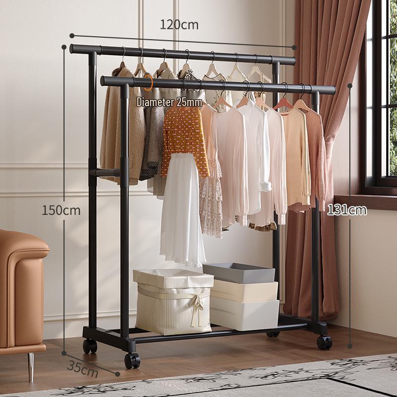 Multifunctional Floor Coat and Clothes Drying Rack for Bedroom, Balcony, or Dorm.