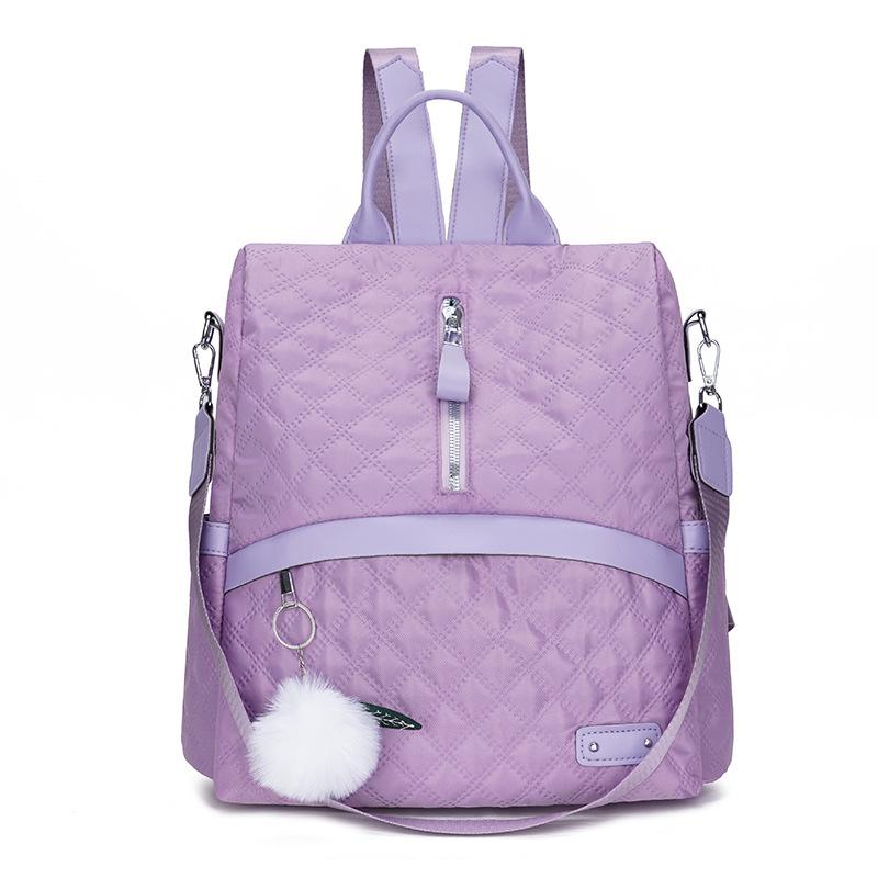 

Рюкзак большой емкости сплошного цвета, женский ромбовидный лоскутный рюкзак фиолетовый