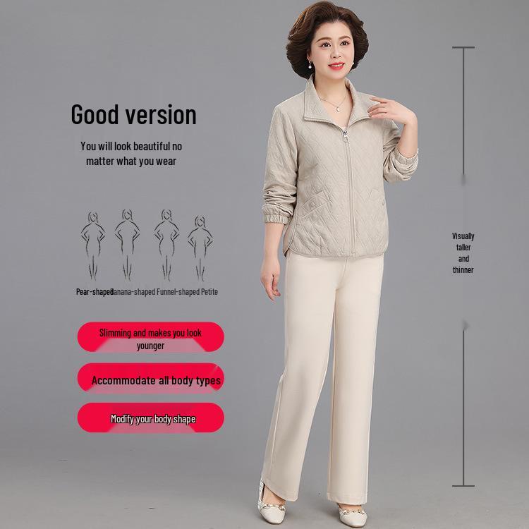Mother's Day Spring Lapel Jacket - Quilted Fashion Outerwear for Young and Middle-aged Women