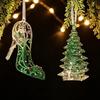 Glitter Dust Finish Christmas Snowflake Ornament Semi-Green Glitter Xmas Tree Ornament  Holiday