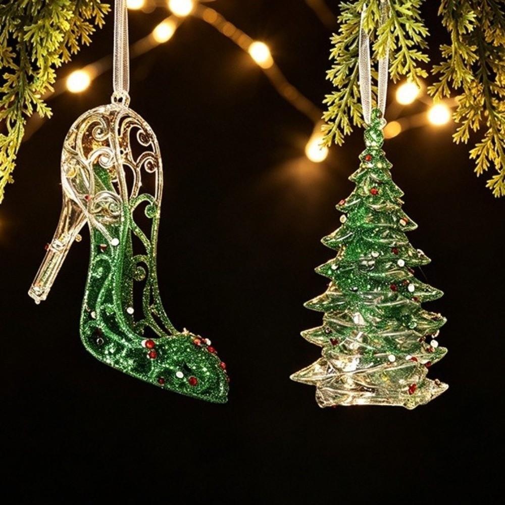 Glitter Dust Finish Christmas Snowflake Ornament Semi-Green Glitter Xmas Tree Ornament Holiday