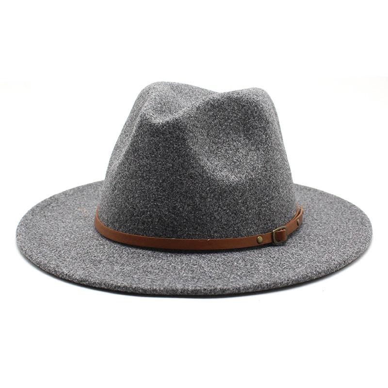 Unisex Wool Felt Fedora Hat With Wide Brim For Casual And Business Wear