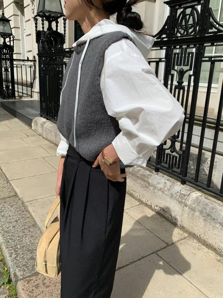 H* overt Solid Color Round Neck Knitted Vest 2024 - Early Autumn Korean Style Layered Top for Women Commuting