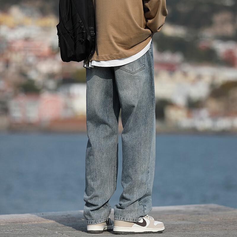 Men's American Retro Loose Straight Denim Jeans