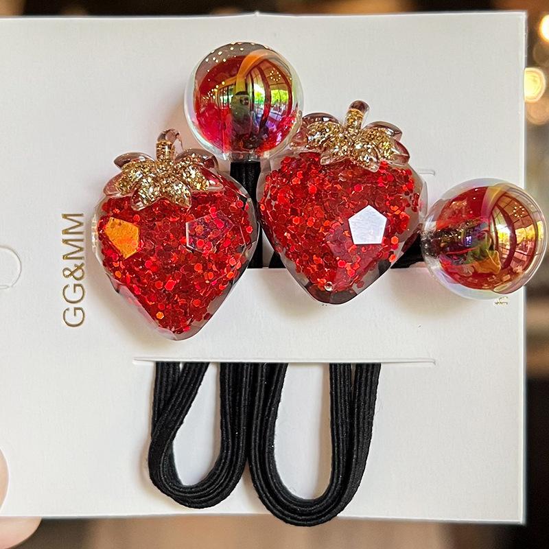 2PCS New Lovely Red Butterfly Girls Elastic Hair Bands Hair Accessories Children Hair Ties Baby Headwear