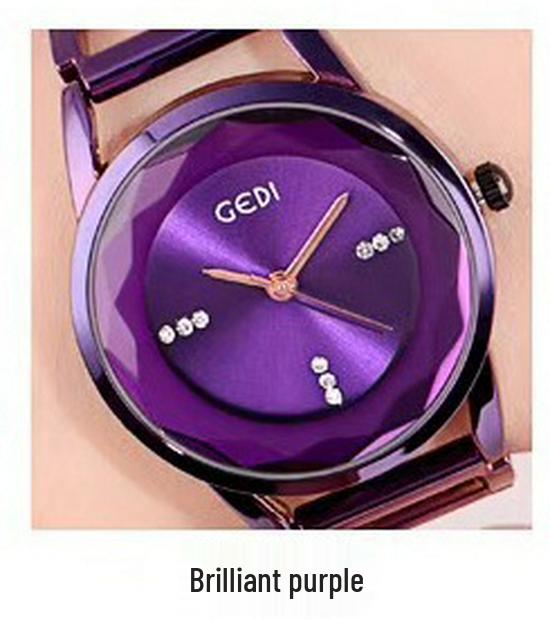 

GEDI Женские водонепроницаемые часы-браслет из нержавеющей стали с зеркальным кварцевым дизайном с огранкой «под бриллиант».