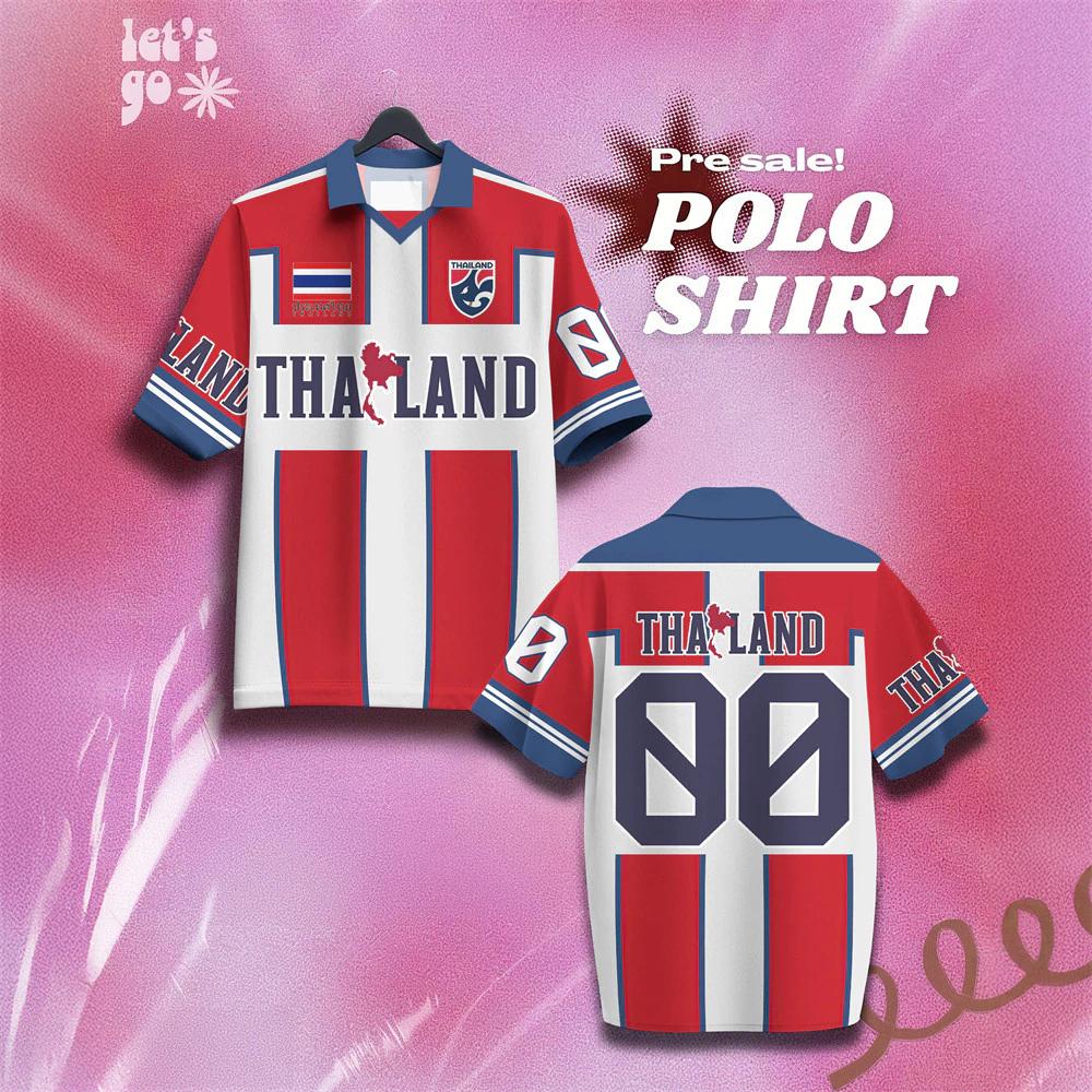 THAILAND Football Soccer Polo Vintage Shirt National Flag Elephant Logo Badge Map Unisex Men Women JERSEY Print Quick Dry Short Sleeve Uniform