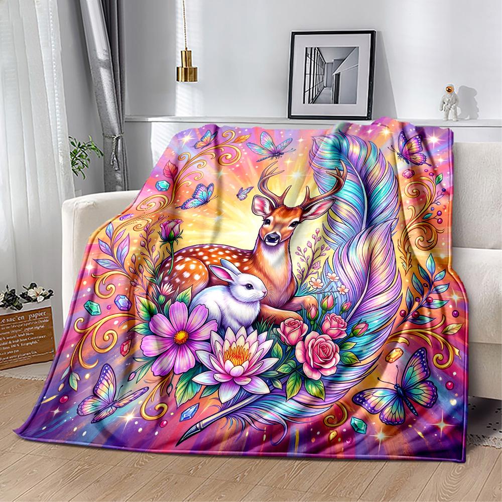 Magical Deer Fantasy Blanket,Suitable for sofas, offices, travel, living rooms, Gifts to relatives and friends, Blanket,Suitable for all seasons.