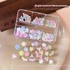 Cute 3D Pastel Macaron Flower Nail Art Charms With 6 Grid Storage Box Perfect For Diy Nail Design Home Salon Use