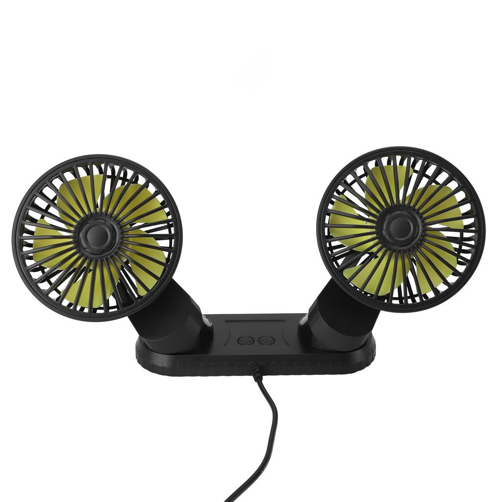 Car Fan Portable Dual Head Electric Vehicle Mounted USB 360 Degree Rotation Auto Cooling Fan for
